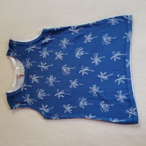 Christopher & Banks Sleeveless Blue Shirt with Palm Trees Size Small